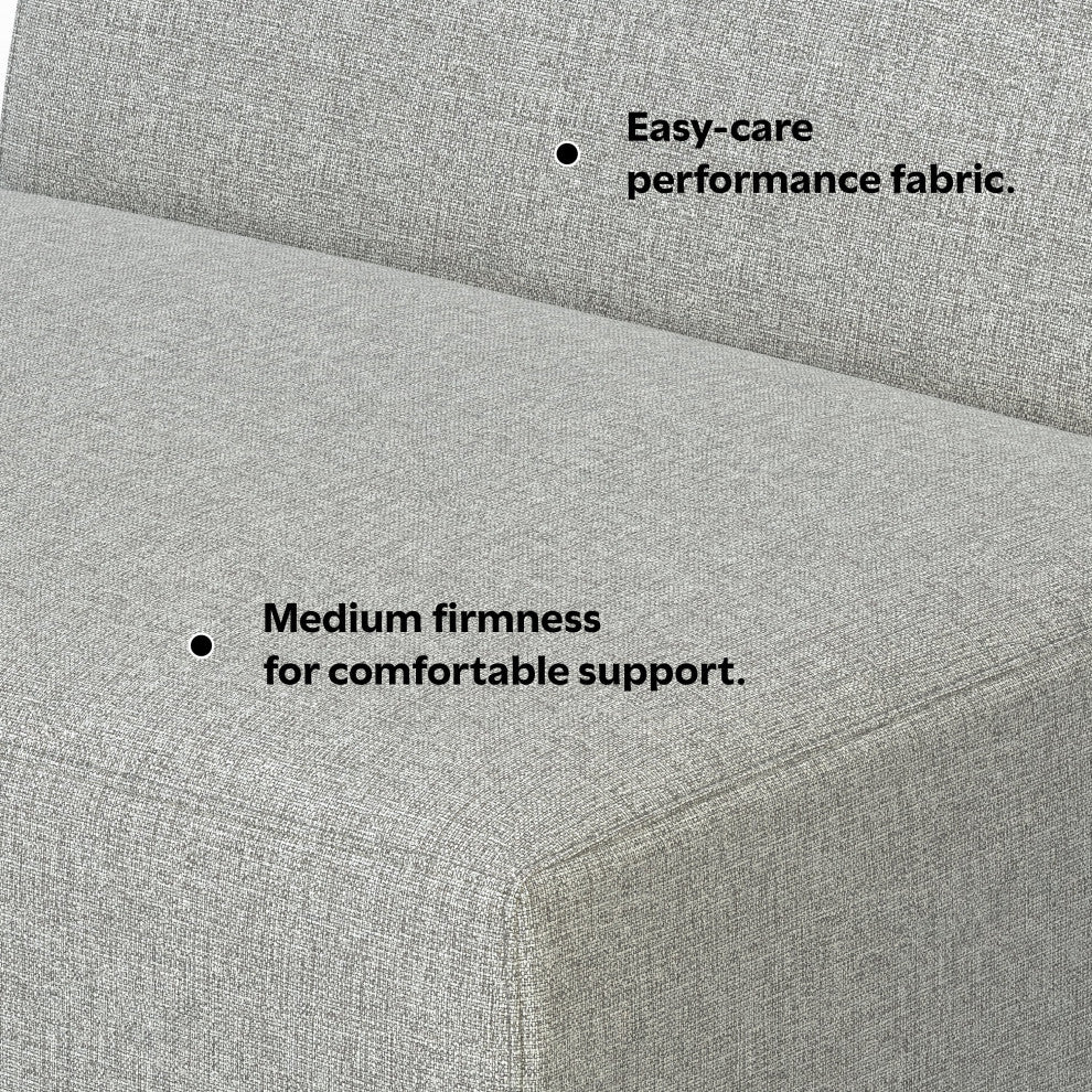 Rex Center Armless Sofa Module in Tightly Woven Performance Fabric