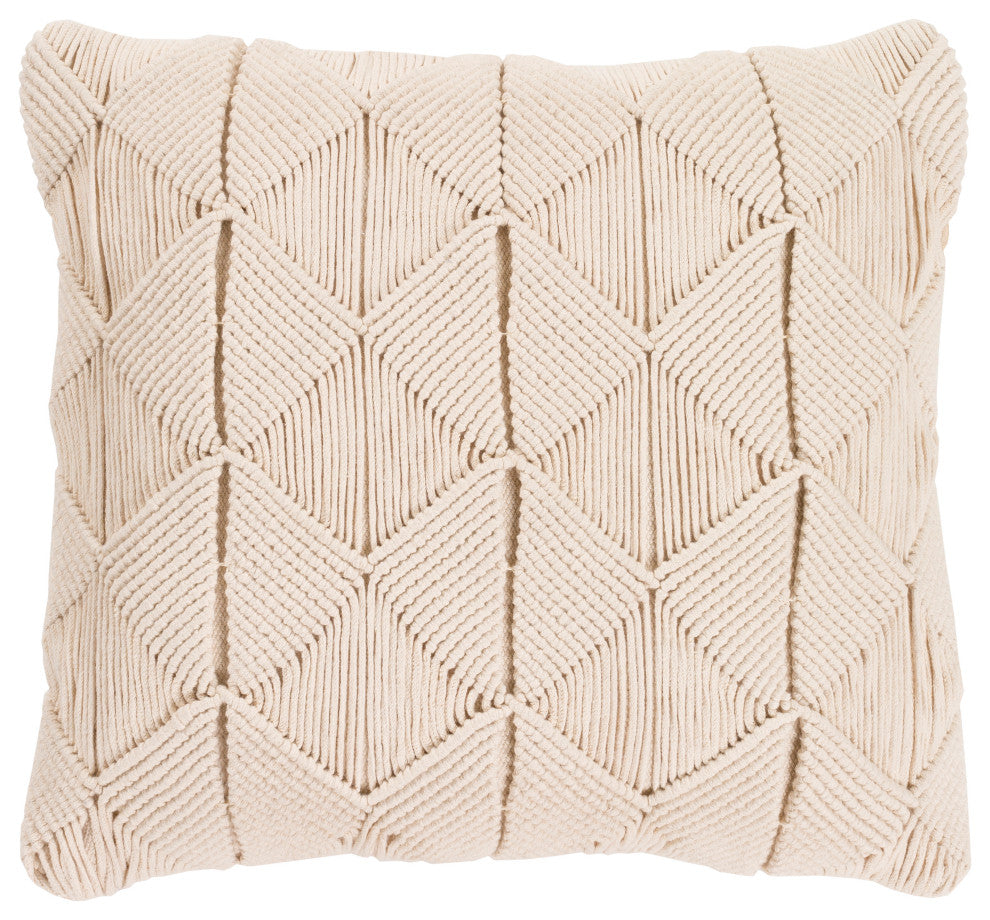 Migramah Pillow, Cream, 22"x22", Polyester Insert