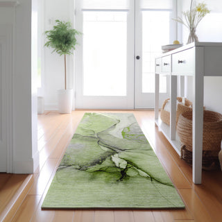 Premium Machine Washable Mayfield AMF506 Green 2'3" x 7'6" Runner Rug