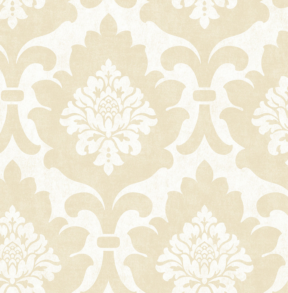 Osbourne Light Gold Damask Wallpaper