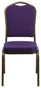 Crown Back Stacking Banquet Chair in Purple Fabric - Gold Vein Frame