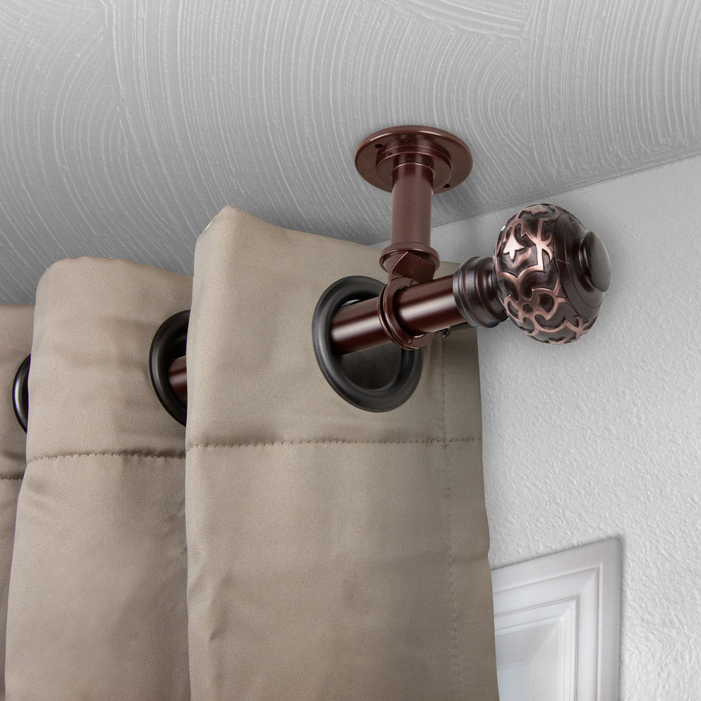 Kubrik Ceiling 1" Curtain Rod/Room Divider, Bronze, 28-48"