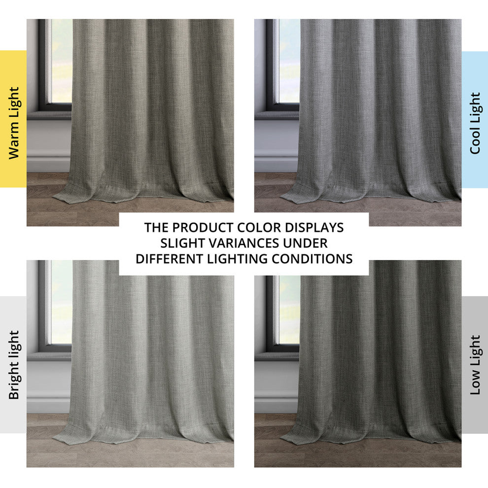 Faux Linen Grommet Room Darkening Curtain Single Panel, Blazer Grey, 50w X 96l