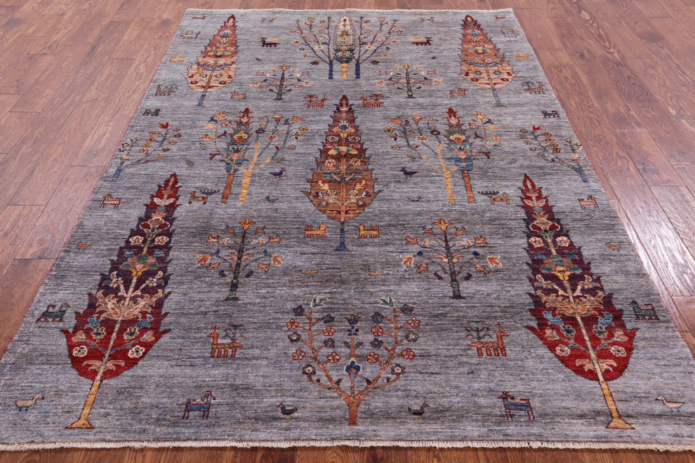 Tribal Persian Gabbeh Handmade Rug 5' 9" X 7' 10" Q5653