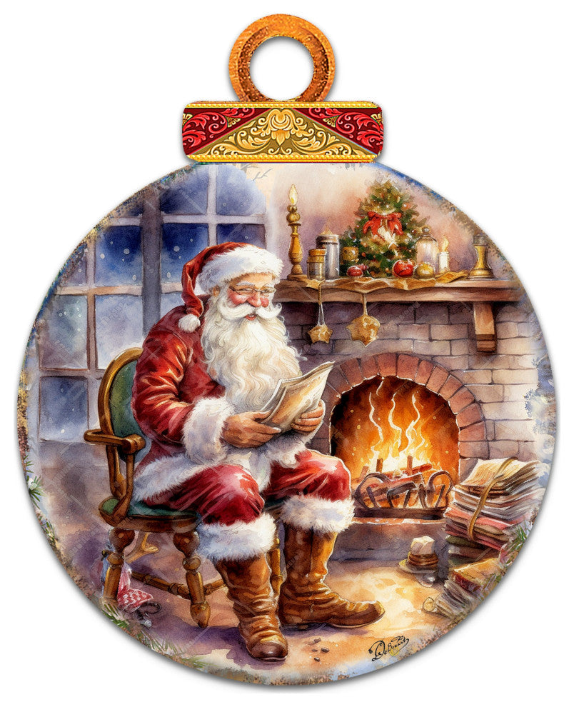 Santa at the Fireplace Wreath Holiday Door Decor Christmas Decor