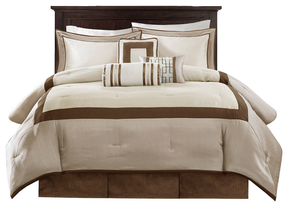 Madison Park Genevieve 7 Piece Comforter Set in Taupe/Brown