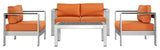 Shore 4 Piece Outdoor Patio Aluminum Sectional Sofa Set EEI-2567-SLV-ORA