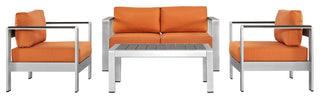 Shore 4 Piece Outdoor Patio Aluminum Sectional Sofa Set EEI-2567-SLV-ORA