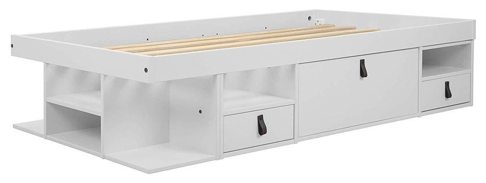 Memomad Bali Storage Platform Bed with Drawers (Twin Size, Off White)