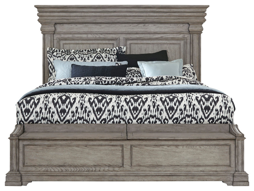 Madison Ridge California King Panel Bed, Blanket Chest Footboard, Heritage Taupe