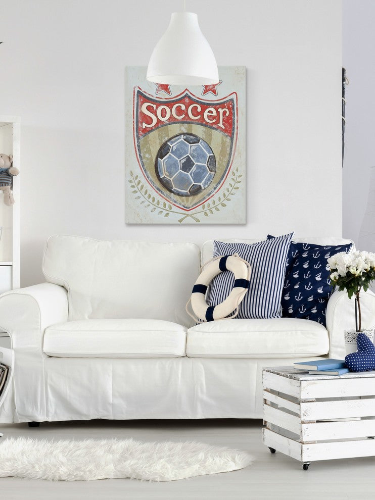 Marmont Hill, "Soccer Shield" by Reesa Qualia Painting on Wrapped Canvas, 40x52
