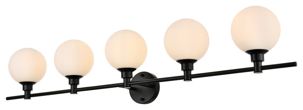 5 Light Black And Frosted White Bath Sconce