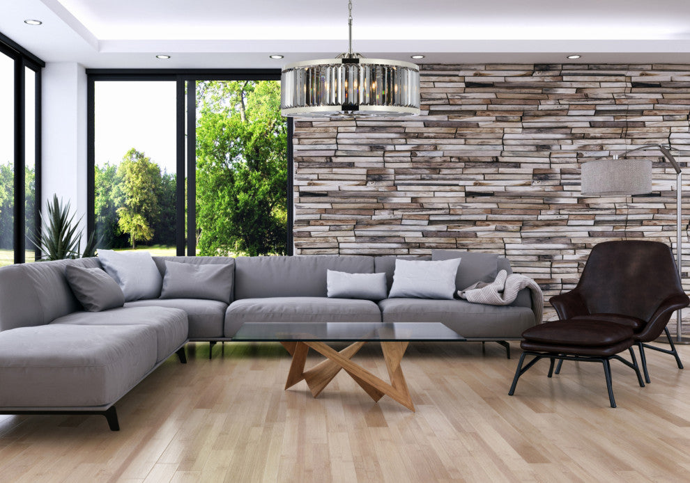 Elegant Lighting 1233D35-SS/RC Chelsea 10 Light 36"W Crystal Drum - Polished