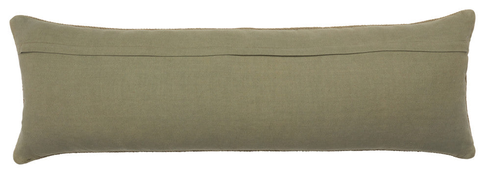 Tarik Medallion Olive Green/ Cream Down Pillow 13"X40" Lumbar, Polyester Fill