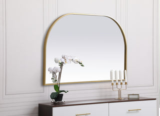 Metal Frame Arch Mirror 39X24 Inch, Brass