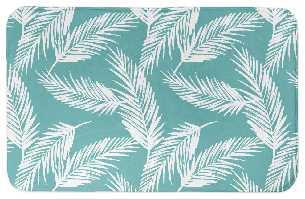 Nature Palm Bath Mat, Teal, 21"x34"