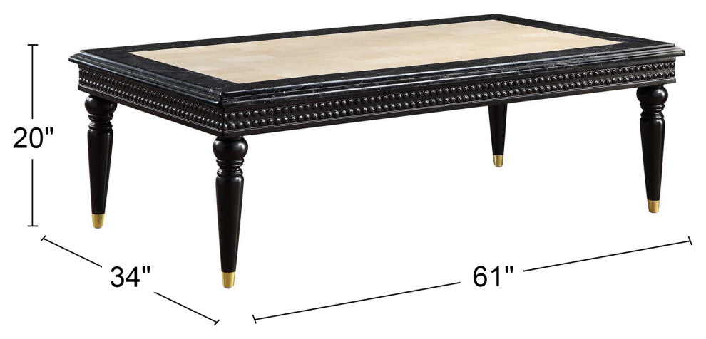 Acme Tayden Coffee Table With Marble Top Marble Top and Black Finish