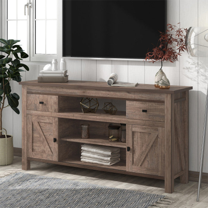 Modern Functional Particleboard TV Stand Antique Gray table with two drawers