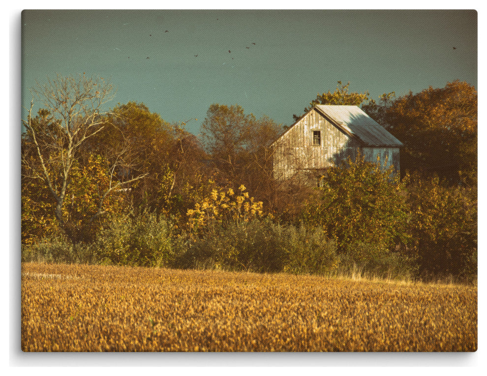 Canvas Wall Decor: Abandoned Barn - Aged Rural Landscape Photo, 18" X 24"