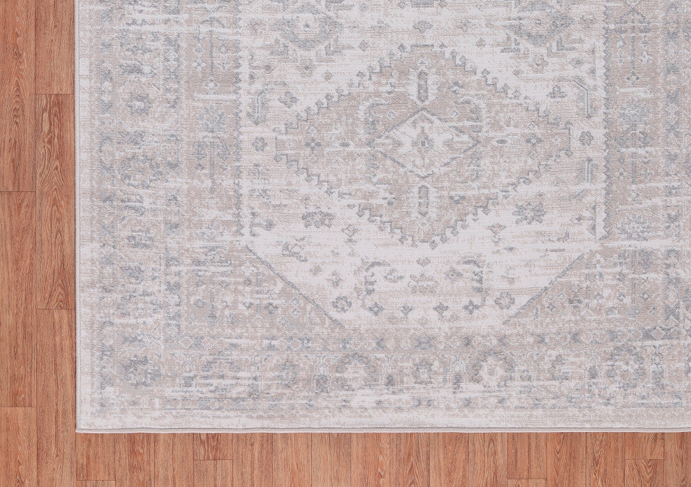Low-Pile Beck Beige/Gray Rug, Beige, 7'9"x10'