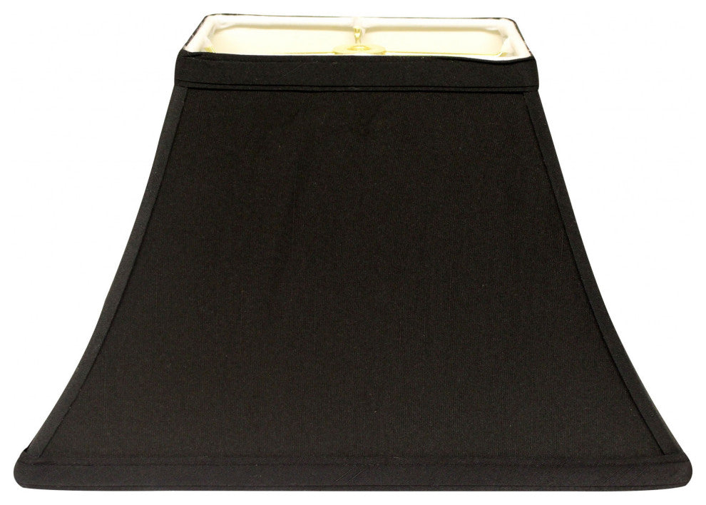 16" Black with White Lining Rectangle Bell Shantung Lampshade