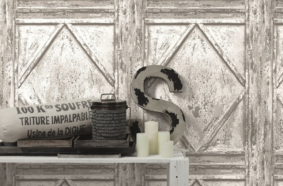DecoWorld 2, Natural  Gray, White Wallpaper Roll, Modern Wall Decor Accent
