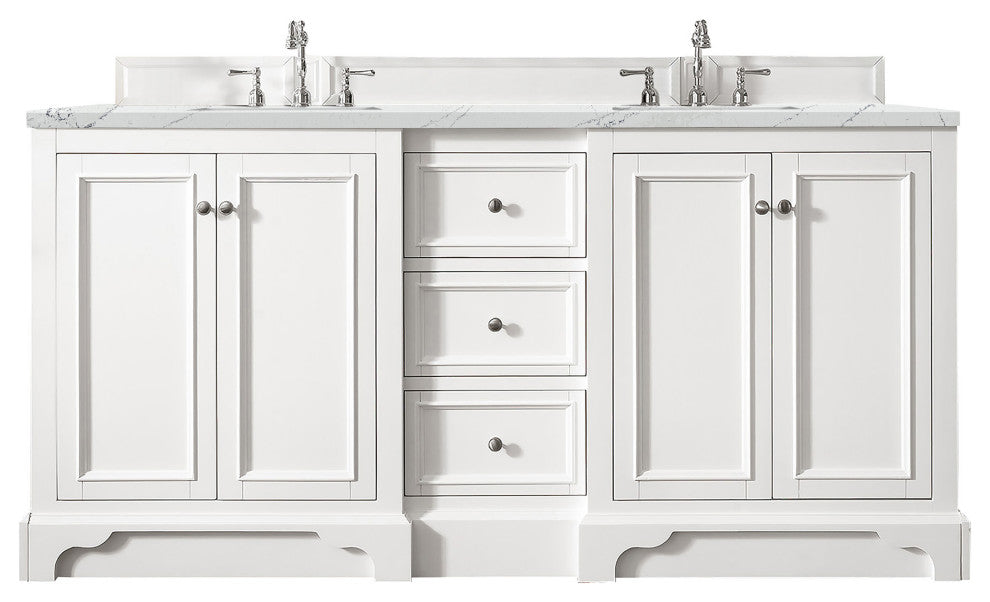 James Martin 825-V72-BW-3ENC 72" Double Vanity Bright White w/ 3 CM Quartz Top