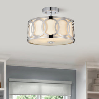 CHLOE Lighting BRONX Transitional 2-Light Chrome Semi-Flush Fixture