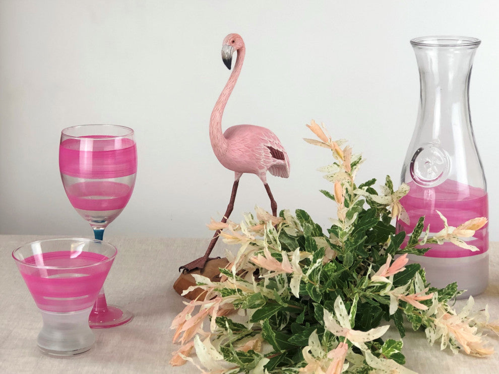 Retro Stripe Pink Cosmopolitan Glasses, Set of 2
