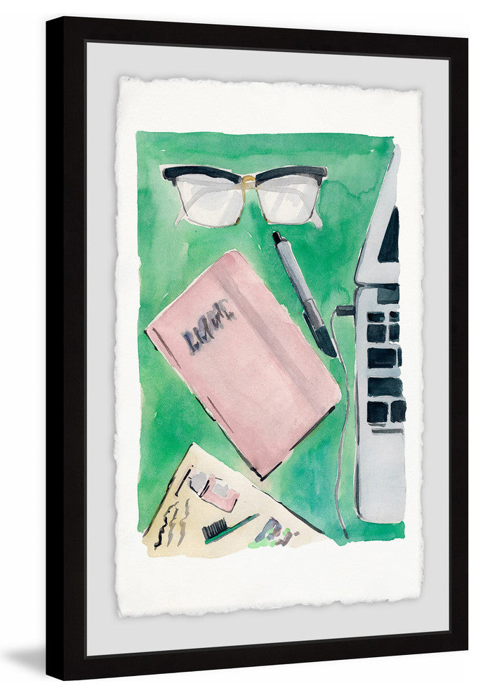 "Pink Planner" Framed Painting Print, 16"x24"