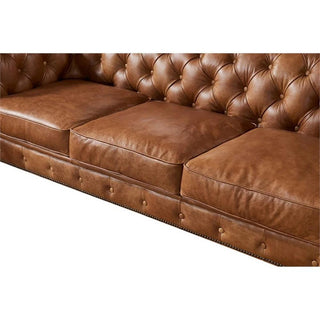 Crafters and Weavers Craftsman Mission 95" Leather Sofa in Light Chestnut