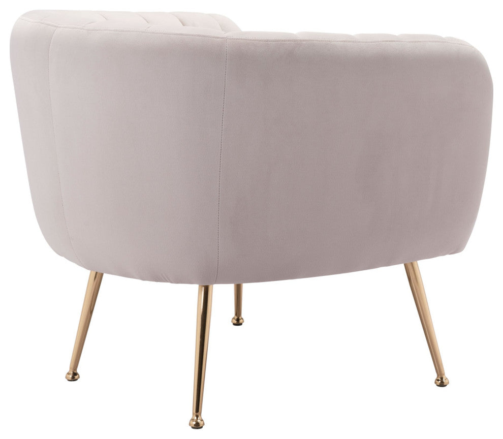 Accent Chair, Steel, Fabric, Beige, Gold, Living Lounge Cafe Lobby Hospitality