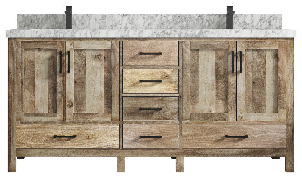 Malibu Mango 72 Double Sink Bath Vanity in Natural 2" Carrara Marble
