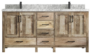 Malibu Mango 72 Double Sink Bath Vanity in Natural 2" Carrara Marble