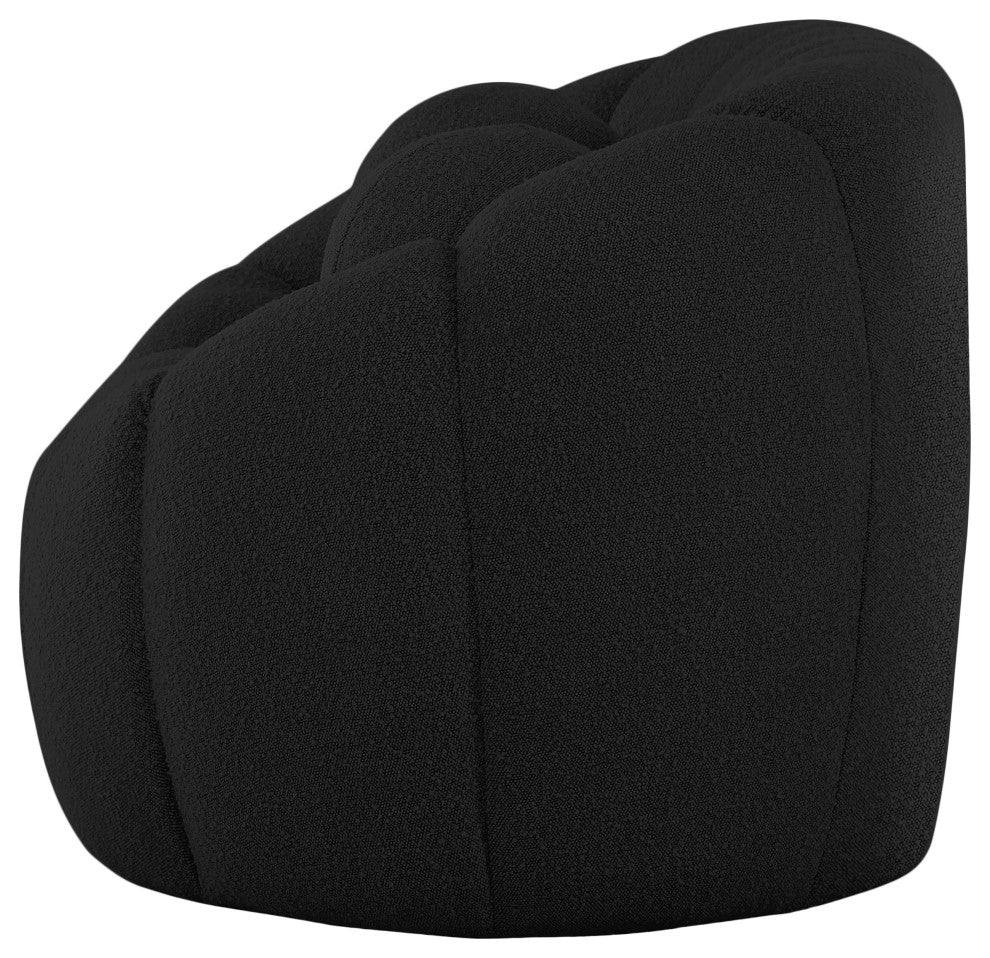 Elijah Boucle Fabric Upholstered Loveseat, Black
