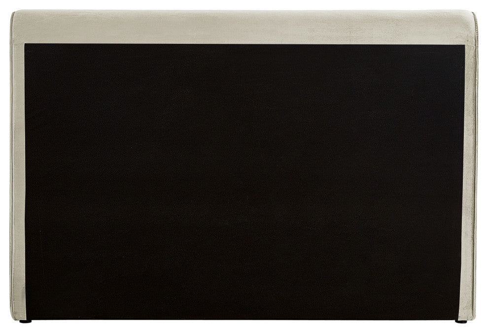 Sloan Black Velvet Full Bed, Cream, Queen