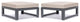 LeisureMod Chelsea Outdoor Black Ottomans With Cushions Set Of 2, Beige