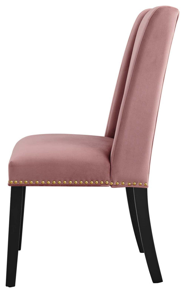 Dining Chair, Nailhead, Set of 2, Pink, Velvet, Modern, Cafe Bistro Hospitality