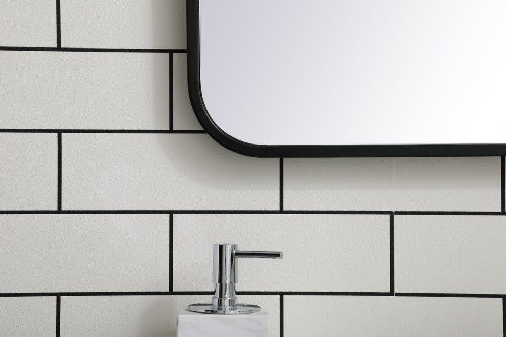 Ellis Soft Corner Metal Rectangular Mirror, Black, 22"x30"