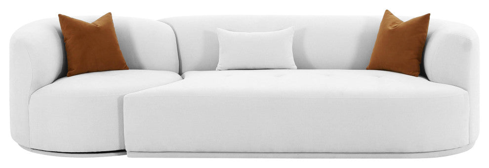 Fickle Grey Velvet 2-Piece Modular RAF Sofa - Grey