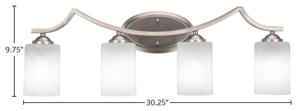 Zilo 4 Light Bath Bar Shown, Graphite Finish With 4" White Marble Glass