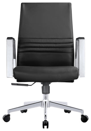 LeisureMod Aleen Upholstered Leather Office Chair With Swivel and Tilt, Black