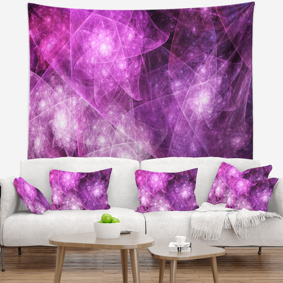 Pink Rotating Polyhedron Abstract Wall Tapestry, 60"x50"