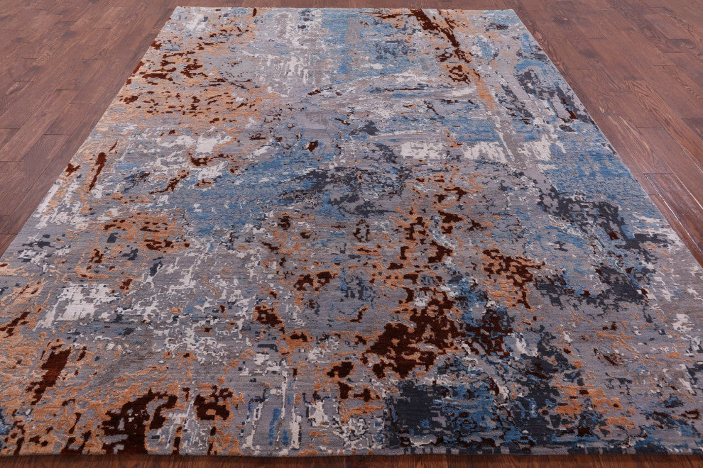 7' 11" X 10' 2" Hand-Knotted Wool and Silk Abstract Rug Q6237