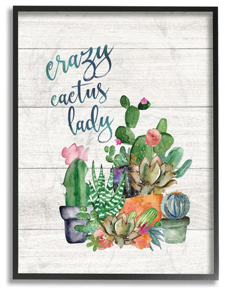 Stupell Ind. Crazy Cactus Lady Framed Giclee Texturized Art, 11x14