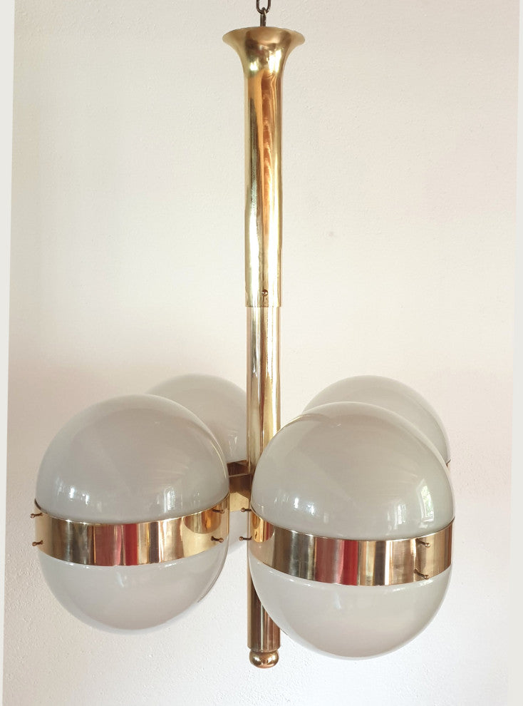 Large Mid-Century Modern "Tetraclio" Chandelier