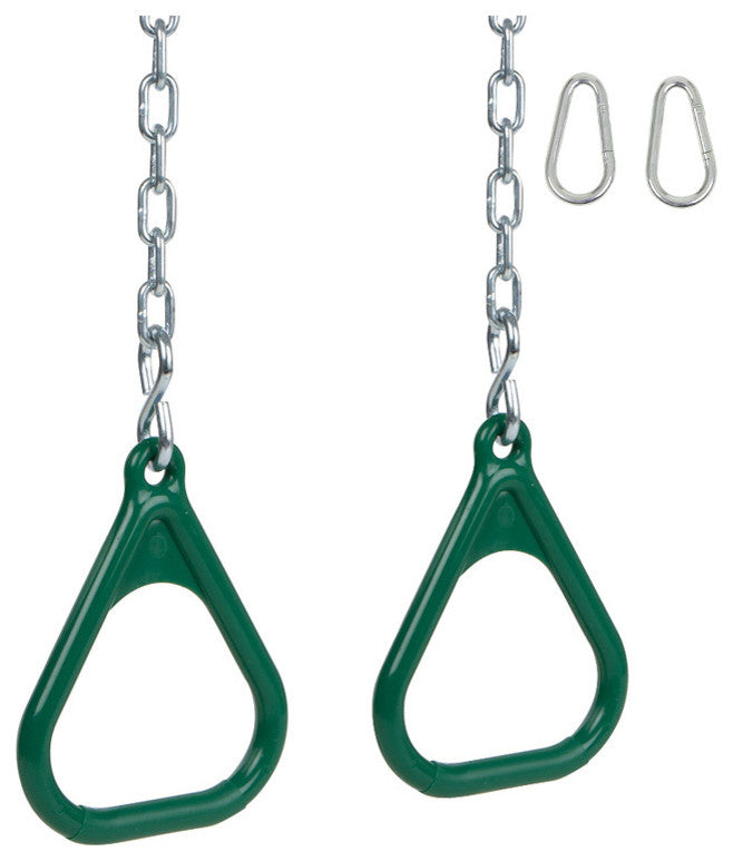 Swing Set Trapeze Rings With Chains, Set of 2, Green