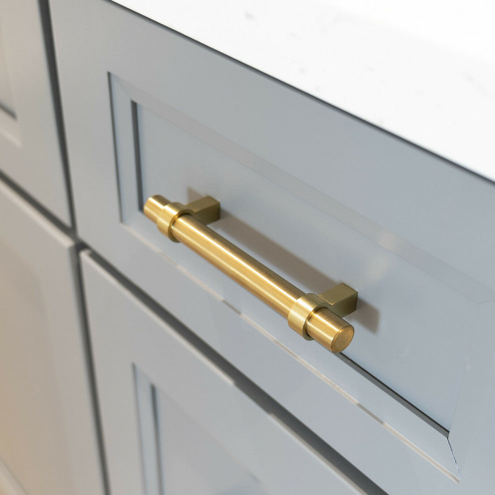 Satin Brass Gold Handle Pull 7-1/2" (192mm) Hole Centers, 9-1/8" Length