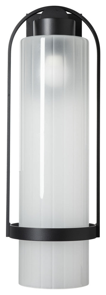 Alcove Large Outdoor Sconce Coastal Black Frosted Glass