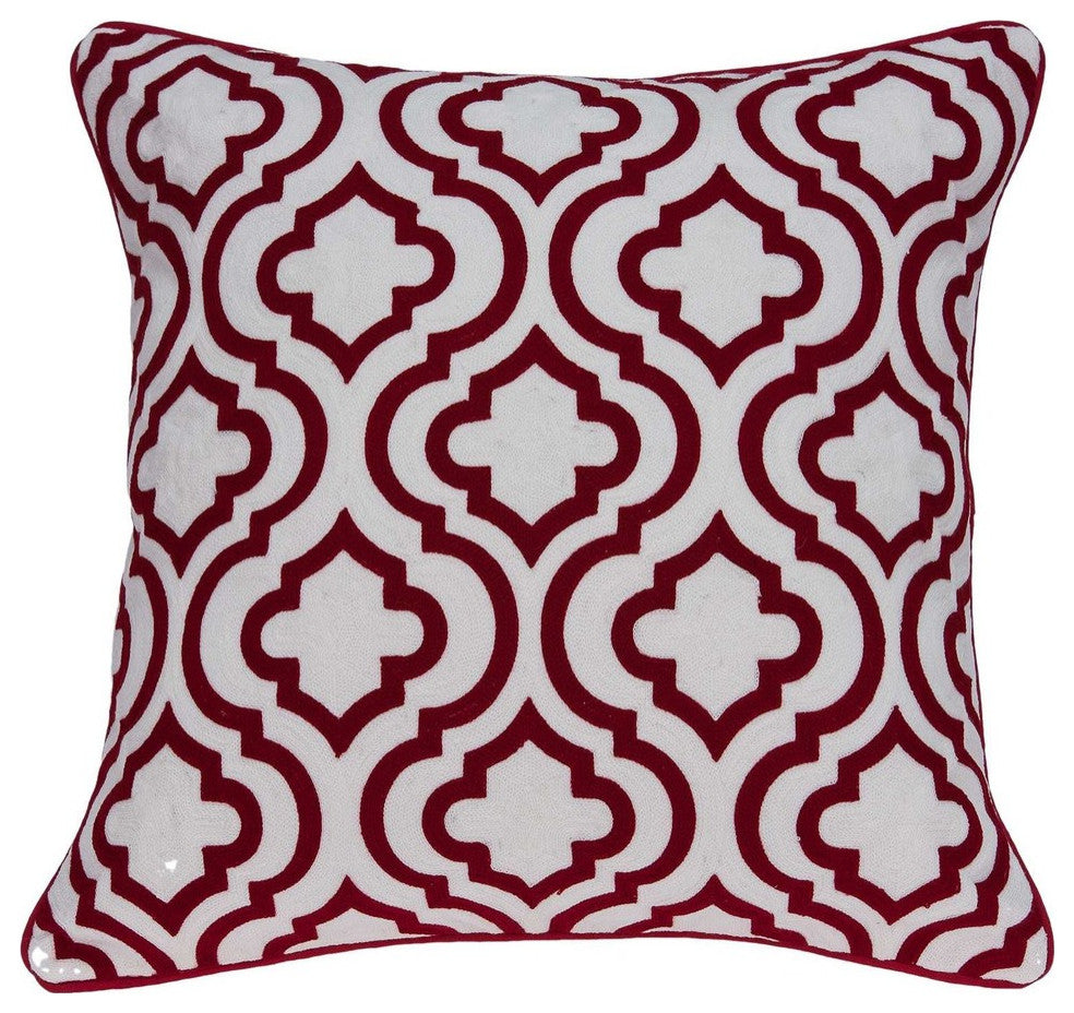 20" X 7" X 20" Transitional Red And White Accent Pillow Cover With Poly Insert